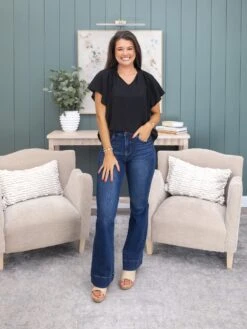 Risen Tummy Control Elastic Band High Rise Flare Jeans | 0 - 3X -Women Clothing Shop c7ade2e46e327f4636e9ad457a4924f4