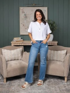 Mica Denim Mid Rise Slight Flare Jeans | 0-15