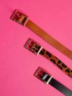 Angle Rectangle Buckle Solid Trio Belt Set