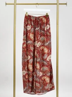 Paisley Print Straight Woven Palazzo Pants W/ Drawstring Waist | S - 3X