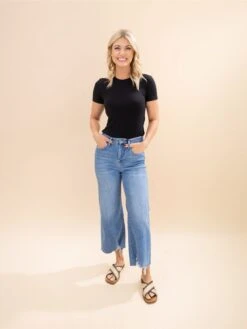 Mica Denim High Rise Wide Crop Frayed Hem Jeans | 0-15 -Women Clothing Shop ca4e251a03dc6020352627fb1c91e52e