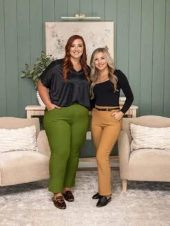 Stretchy Belted Straight Pants With Pockets | S - L -Women Clothing Shop cabdcbeaaa90f0046c87960734f53216