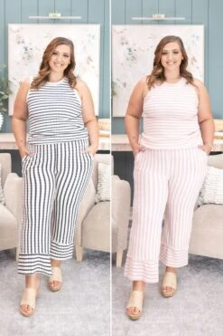 Jacquard Stripe Cropped Pant | S-3X