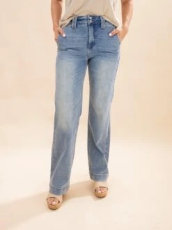 Judy Blue High Waist Double Button Waistband Wide Jean | 0-24 -Women Clothing Shop cb5aced287d34fdfe311b0a22d92a144