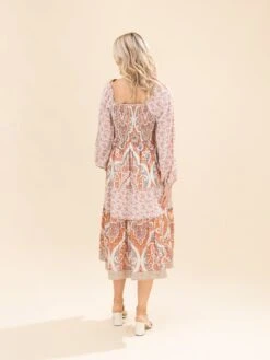 Long Sleeve Printed Midi Dress | S-L -Women Clothing Shop cb955edd16bfba23e67b70f87b4b3f9a