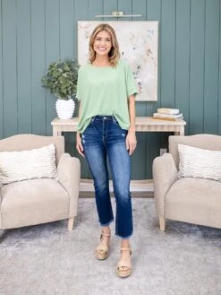 Zenana High Rise Straight Raw Hem Cropped Denim Pants | 0-18 -Women Clothing Shop cc24b60fc96abfec70133aafc1785812