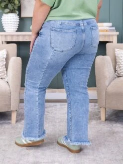 Risen High Rise Crop Flare Seam Detail Uneven Frey Hem Jean | 0-3X -Women Clothing Shop cc9eaa0d5afb668f0c57e3c696f78c11