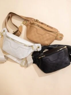 Zenana Vegan Leather Checkered Monogram Crossbody Bum Bag |