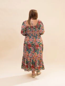 Long Ruffled Sleeve Floral Printed Midi Dress | S-3XL -Women Clothing Shop cdab399700dcaea5f32947b49a5a0fd4