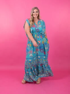 Easel Dolman Sleeve Printed Gauze V Neck Maxi Dress | S - L -Women Clothing Shop cdb23a49d84a869137650127c24560e9