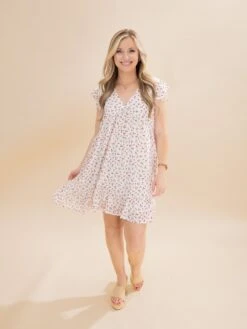 Cherry Print Ruffled Short Dress | S-L -Women Clothing Shop ce74e8e8b2e77bea64be1bbe4702cf46