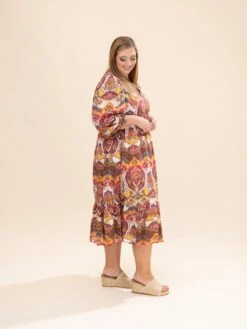 Abstract Print Midi Dress With Smocked Yoke | S-L Western -Women Clothing Shop cf90fd6e1e35a3fba181a8f42842fd87