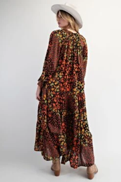 Long Sleeve Patch Print Maxi Dress | S - L Easel -Women Clothing Shop cf9113ea4baf28c0bffa0f2b93b52865