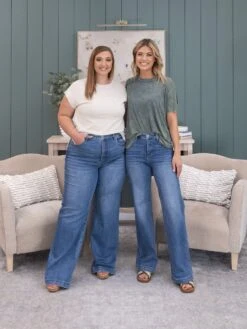 Risen Tummy Control High Rise Wide Adjustable Waist Band Jeans | 0-3X