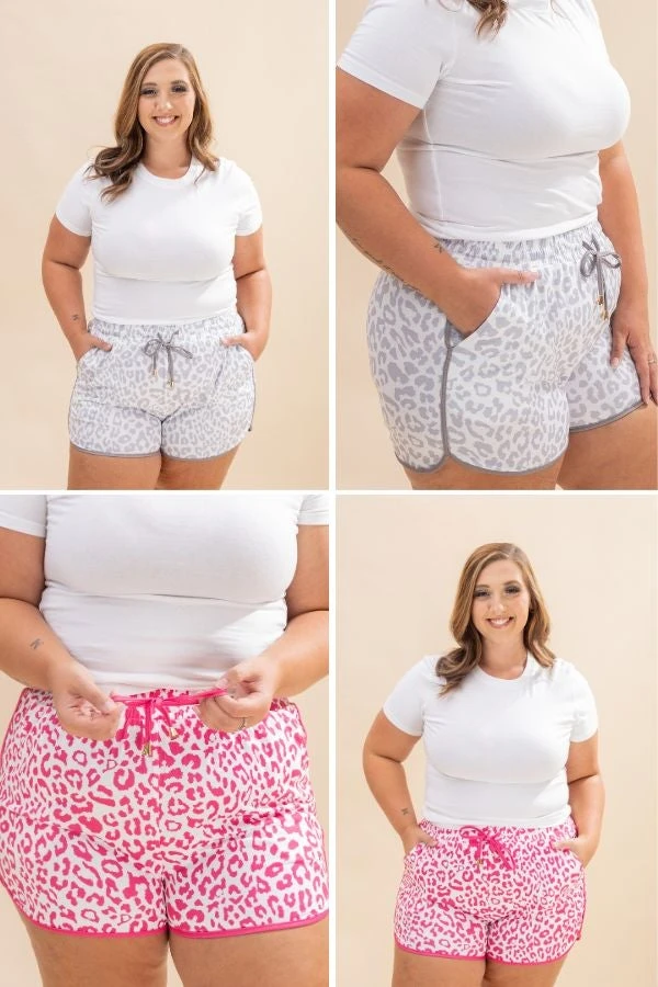 Leopard Elastic Waist Lace Up Contrast Trim Casual Shorts | S-XL 1 Leopard Elastic Waist Lace Up Contrast Trim Casual Shorts | S-XL