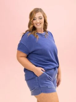 Lived In Curved Hem Drawstring Shorts By DD Design | S -3XL -Women Clothing Shop d12e0a15e2acceffe40d56ab62409572