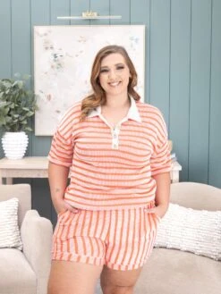 Raised Rib Stripe Casual Shorts | S-3X Pair W/ Sku60955 -Women Clothing Shop d21caa8cb521b6d13536ce8aaca90d62