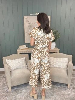 Floral Print Wide Banded Waist Cropped Pants W/Pocket | S-3X Set W/53108 -Women Clothing Shop d27722f78cfa12d0bf04690b500b8a17