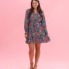 Floral Frilled V Neck Puff Sleeve Ruffled Shirt Dress | S-XL