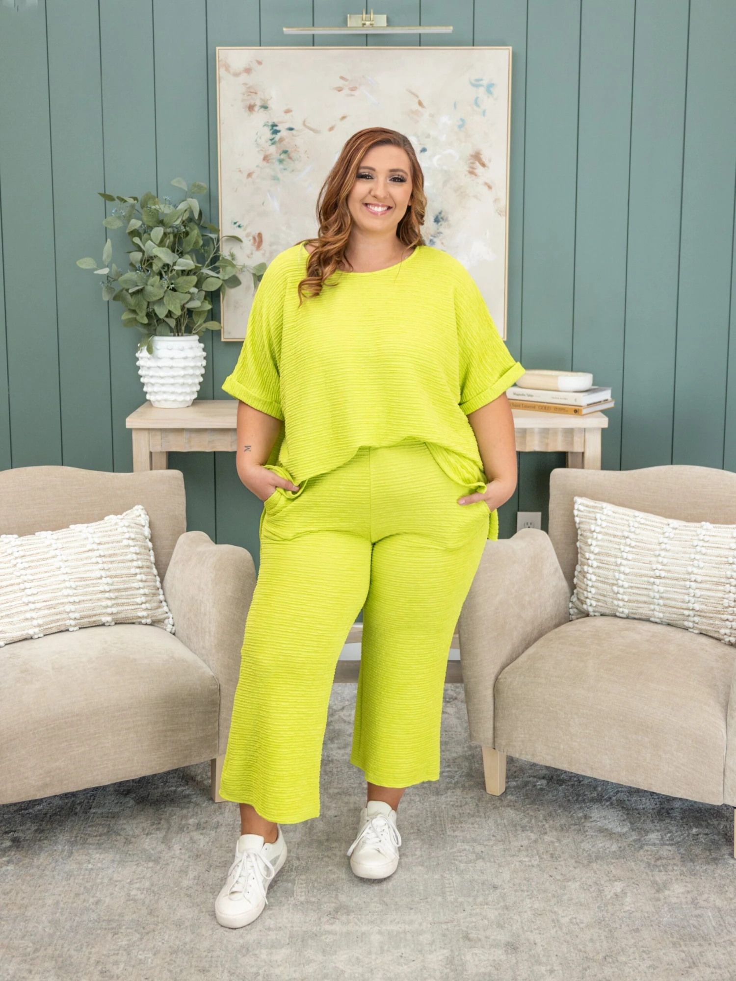 Crinkled Elastic Waist Pocket Cropped Pants | S - 3X Set W/ Sku52397 2 Crinkled Elastic Waist Pocket Cropped Pants | S - 3X Set W/ Sku52397 - Image 2