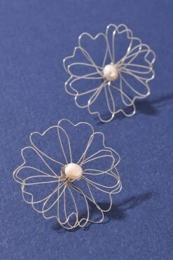 Flower Wire Pearl Bead Earrings -Women Clothing Shop d405751fc6eed0d4942c4e6572c27438