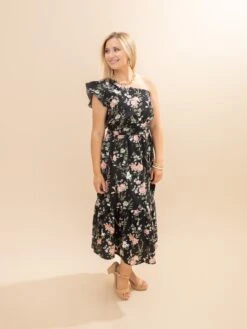 One Shoulder Floral Midi Dress | S-L -Women Clothing Shop d50d5d6176a1e1af4cd26fee1246c9d7