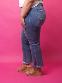 Risen High Rise Straight Leg Jeans- Medium Wash | 0-3X -Women Clothing Shop d5db9223a7793af3763c669ed99db8d1