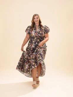 Floral Print Bubble Puff Sleeve Midi Dress | S-2XL -Women Clothing Shop d61ca66f4bf8d1b5fd097eb19217af66