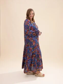 Floral Print V Neck Long Sleeve Flowy Maxi Dress | S-XL -Women Clothing Shop d6200a3ea00e684f12880125be55426e