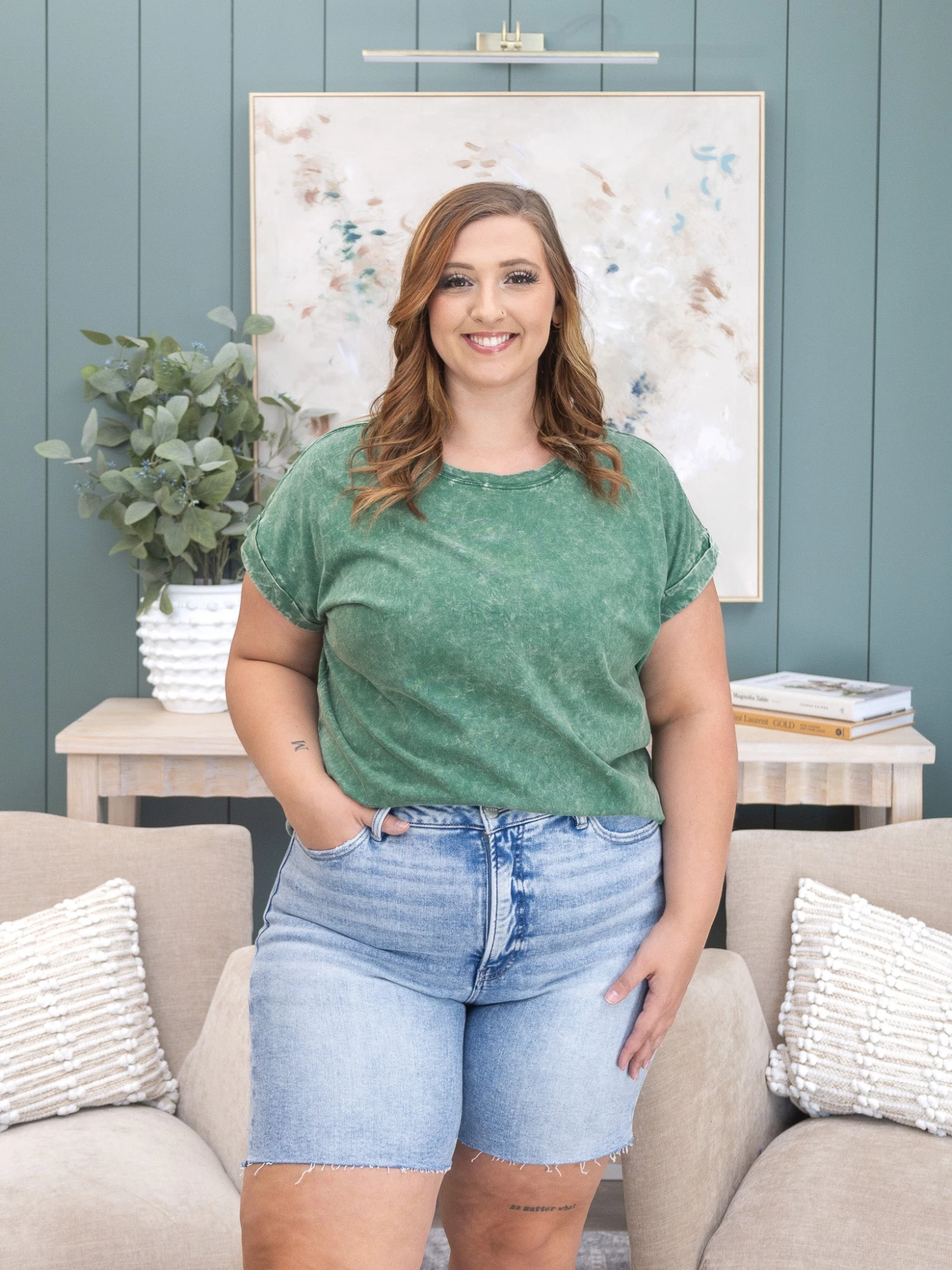 Risen Tummy Control High Rise Mid Length Raw Cut Hem Shorts | S-3X 5 Risen Tummy Control High Rise Mid Length Raw Cut Hem Shorts | S-3X - Image 5