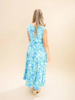 Floral Print V Neck Tie Waist Sleeveless Midi Dress | S-XL -Women Clothing Shop d69cf4689316d66f4b5a61b720d897e5