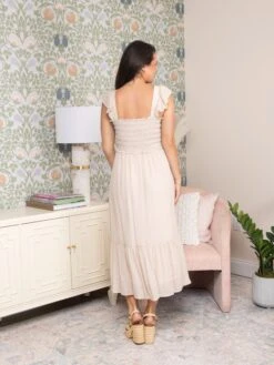 August Sky Smocked Bodice Short Sleeve Midi Dress | S-L -Women Clothing Shop d75cf37183bc560305306dad7fc6ba44