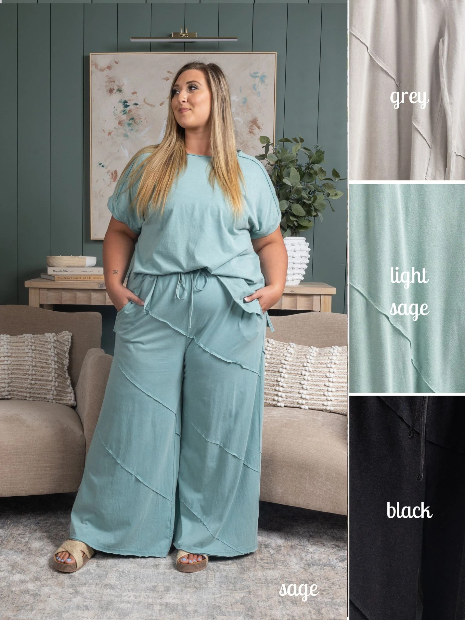 Washed Wide Leg Pant | S - 3XL Set W/ Sku52877 2 Washed Wide Leg Pant | S - 3XL Set W/ Sku52877 - Image 2