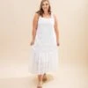 Eyelet Embroidery Dress With Tiered Hemline | S-3XL