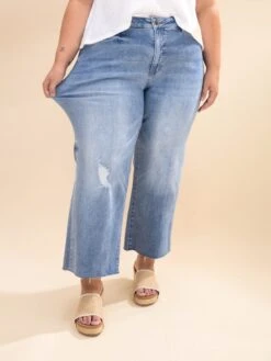 Mica Denim Mid Rise Wide Leg Tummy Control Jeans | 0-22W