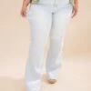 Mica Denim High Rise Flared Jeans With Raw Hem | 0-15