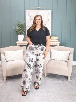 Printed Washed Twill Wide Leg Pants | S-L -Women Clothing Shop dc159ddd3d0bc969d0ddb92b3bf681c0