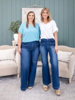 Risen High Rise Wide Leg Front Patch Pocket Jean | 0-3X