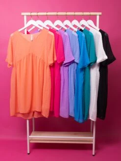 Zenana Swiss Dot V Neck Babydoll Dress | S-XL *Final Sale*