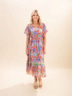 Floral Puff Sleeve Midi Dress | S-L -Women Clothing Shop dd9fb6ab003290d2d4ee0ba06bc86cd4