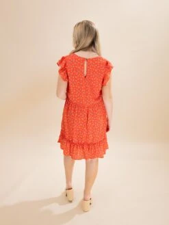 Cherry Print Ruffled Short Dress | S-L -Women Clothing Shop ddf996f90b53d063ca53f76e3ac3abf2