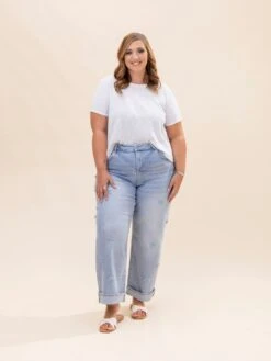 Risen High Rise Crop Barrel Jeans With Ribbon Detail | 0-3XL -Women Clothing Shop deec99974fda980cba3f37b5cc014eda