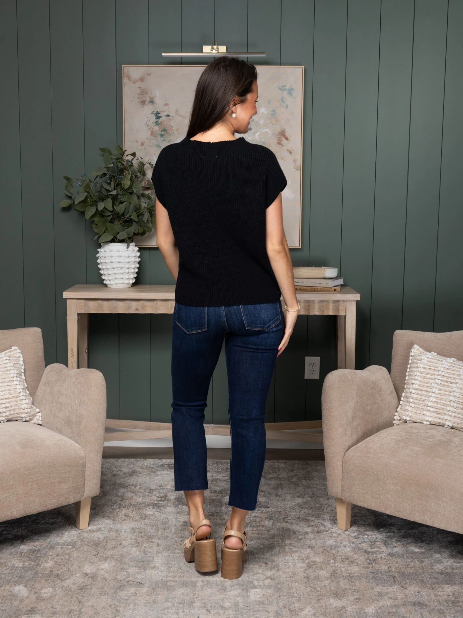 Risen Mid Rise Crop Straight Raw Edge Hem Jeans | 0-3X 4 Risen Mid Rise Crop Straight Raw Edge Hem Jeans | 0-3X - Image 4