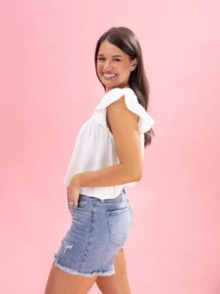 Diva Denim High Rise Fray Hem Short | XS - 3X -Women Clothing Shop e1392558930c0781c6ddf476ea468338