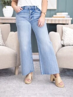 Risen Mid-Rise Crop Wide Raw Cut Hem Jeans | 0 - 3X -Women Clothing Shop e15e63a7be57e47fd0907eeded1b88fb