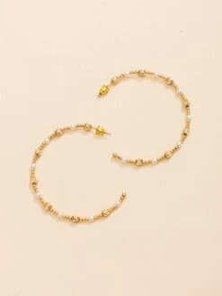 Gold 3MM And Pearl Beaded 2.5" Hoop Earring | -Women Clothing Shop e1feaf2b07009e5be162a866ddbbc749