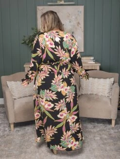 Floral V-Neck Long Sleeve W/ Ruffle Hem Maxi Dress | S-3X -Women Clothing Shop e24d665465847659278b0c9f707f7ba9