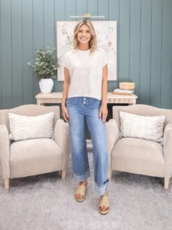 Risen High Rise Patch Pocket Ankle Wide Cuffed Jeans | 0-3XL -Women Clothing Shop e3c3cf2f6d245cc46624209a7df99f28