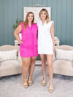 Ruffle Detail V-Neck Dress | S - L