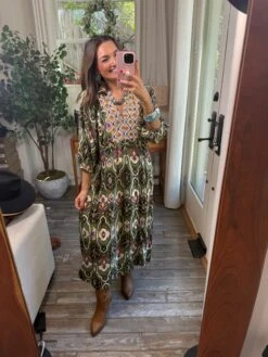 Mixed Abstract Print Collared Midi Dress | S-L -Women Clothing Shop e3ea0941151985f29b2e0d1c2808ba89